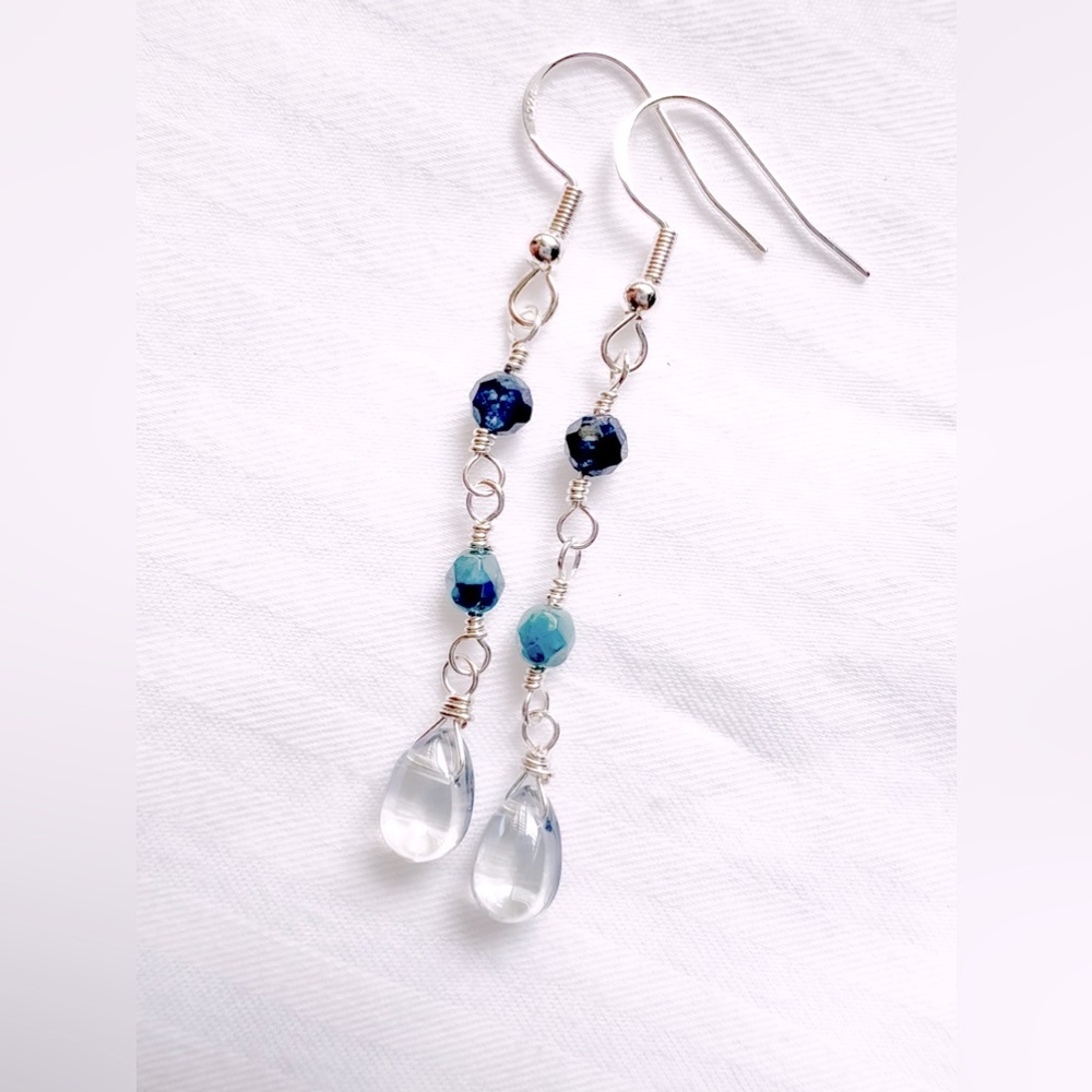 Glass Teardrop Dangle Earrings